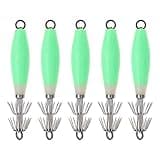 Create idea 5PCS Luminous Squid Jig Hooks Hard Fishing Lures Artificial Plastic Baits Tackle Fishing Gear Fishing Accessories for Freshwater Saltwater 10cm