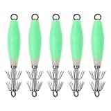 Create idea 5PCS Luminous Squid Jig Hooks Hard Fishing Lures Artificial Plastic Baits Tackle Fishing Gear Fishing Accessories for Freshwater Saltwater 10cm