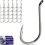 Pristis 25 Pack 4/0 Octopus Fish Hooks, Reinforced High Carbon Steel Offset Strong Barbed Worm Shrimp Hooks for Saltwater Freshwater, Bulk Wide Gap Fishing Bait Rig Jig Plug for Bass Crappie Catfish