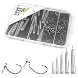52-Pack Drop Shot Rig Kit - 8 Sizes Swivel Hooks (32 Pcs) & 20 Weights (1/8oz to 1/2oz) - Quick Dropshot Rigging for Bass Fishing