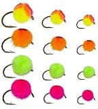 12 Glow Bug Fly and Egg Steelhead Fly Lure Assotment | Trout and Salmon Fly Fishing Flies