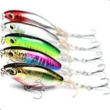 EXAURAFELIS 5pcs 3.66" Plopper Fishing Lures Topwater Fishing Lures Whopper Floating Lure for Catfish Pike Perch Top Water Bass Bait Lure with Propeller Tail Pencil Floating Lure