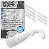 ELIASVFISHING Extreme Paddle Tail Swim Baits 8 Pack - Soft Plastic Swimbaits, Premium Paddle Tail Swimbaits for Bass Fishing, Great Action Lifelike Saltwater Soft Swimbait Shad Lure, White 5.5"