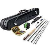 Gonex Fly Fishing Rod and Reel Combo Starter Kit, 8FT 4-Piece Carbon Fiber Rod, Aluminum Reel, 12Pcs Flies, Fishing Line, Scissors, Premium Travel Case, Portable Lightweight, Black Green