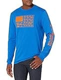Columbia Mens Long Sleeve Tee Shirt; Columbia; Outdoors; Fishing; Camping; Hiking T Shirt, Vivid Blue with Solarize, X-Large US