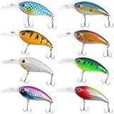 Crankbait Fishing Lures Kit,8pcs Deep Diving Crankbait Swimbait Topwater Bass Fishing Lures Hard Baits Minnow Crank Bait Lures for Bass Trout Salmon Freshwater Saltwater