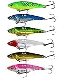 Facikono Blade Bait Bass Fishing Lures Blade Baits for Walleyes Metal VIB Lure, 6pcs 20g Sinking Jigging Spoons Hard Swimbait - 2.75in
