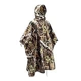 AUSCAMOTEK Woodland Camo Rain Poncho Hooded Waterproof Camouflauge Raincoat for Hunting Hiking Camping Fishing Forest Green Average Size