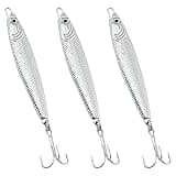Dr.Fish Fishing Jigs Jigging Spoon Saltwater Fishing Lure Casting Metal Spoon Surf Fishing Mackerel Striper Lures Stinger Bluefish Vertical Diamond Jig Silver 1oz