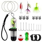Dr.Fish 25 Pieces Pocket Reel Survival Fishing Kit Line Jig Head Hook Spoon Spinner Bait Hiking Camping Tool