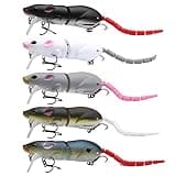 5pcs Mouse Fishing Lures with Treble Hooks, Multi Jointed Swimbaits, 15.5g/15.5cm Slow Sinking Minnow Artificial Fake Bait for Freshwater Saltwater Bass 5PCS