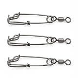 BLUEWING 2pcs High Strength Long Line Clip with Barrel Swivel Saltwater Fishing 661lbs Lock Corrosion Resistance Stainless Steel Fish Tackle