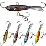 Pristis 5 pcs Ice Fishing Jigs, Ice Fishing Lures Set with Glide Tail, Winter Vibrant Jig Head Kit, Jigging Baits Gear for Bass, Crappie, Walleye, Perch, Trout