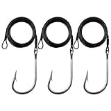 OROOTL Fishing Shark Hook Rigs, 3pcs Surf Fishing Rigs Stainless Steel Wire Leader with Tuna Hooks Big Game Deep Sea Gear for Shark Tuna Halibut, 10/0