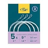 SF 3 Packs Pre-Tied Loop Fly Fishing Tapered Leader Fluorocarbon 9FT 5X