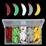 Giantree 50 Pcs Soft Silicone Maggot Worm, Soft Maggot Baits Fake Bread Worms, Fake Worms, Fishing Bait Plastic Fresh Water Fishing Lures Soft Maggot Baits Rubber Maggots Fishing Bait for Trout