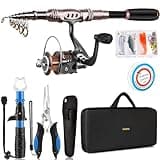 PLUSINNO Fishing Rod and Reel Combos Carbon Fiber Telescopic Fishing Pole with Reel Combo Sea Saltwater Freshwater Kit Fishing Rod Kit