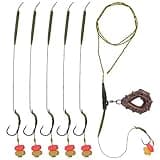 AGOOL Carp Fishing Rig Kit Hair Carp Fishing Accessories Set Flat Pear Sinker Weight with Rolling Quick Change Swivels Hooks Tackle Rigs Set