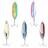 EXAURAFELIS 5pcs Fishing Lures Casting Spoon Lure Fishing Spoons Lures Trout Lure Bass Lure Crappie Lure Pike Lure Walleye Lure for Saltwater and Freshwater with Tackle Box 1/4oz