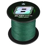 HANDING Blast Braided Fishing Line, Ultra-Thin Diameter, Durable with HyperOSi Coating, Water and Abrasion Resistant, No Stretch, Low-Vis Moss Green, 8 Strands 500Yds 40LB