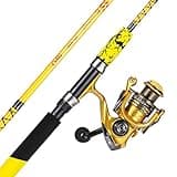 Sougayilang Spinning Reel and 2-Piece Fishing Rod Combo, Durable Graphite & Fiberglass Rod, Split-Grip Cork Handle,Right/Left Handle Position(6FT)