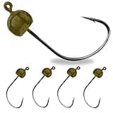 Reaction Tackle Tungsten Wacky Jig Heads - 5-Pack for Bass Fishing Jigs, Weedless Option Wacky Worm Hook - Finesse Jig for Soft Plastics and Worms - 3/16 - Green Pumpkin