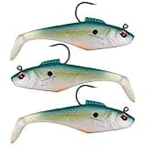 DMSHARK Pre-Rigged Jig Head Paddle Tail Fishing Lures Swim Shad 3PCS 4" 1oz Soft Plastic Swimbait for Freshwater and Saltwater (CHARTREUSE SHAD)