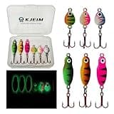 Ice Fishing Jigs Luminous Ice Fishing Lures Glowing Jig Gear Winter Fishing Jigging for Crappie Pike Panfish Walleye Perch Bluegill 6pcs/20pcs (A-6PCS)