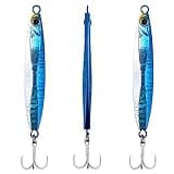 Dr.Fish 3 Pack Saltwater Fishing Jigs Jigging Spoon Fishing Lures Offshore Glow Vertical Diamond Metal Jigs Saltwater Blue 1.5oz