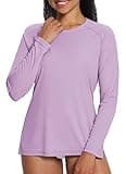 baleaf Women's Long Sleeve Fishing Shirts UPF 50+ Sun Protection SPF Quick Dry Lightweight T-Shirt Outdoor Hiking Runing Purple Size L