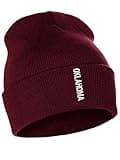 Daxton Vertical USA Cities Cuffed Beanie Winter Knit Hat Skully Cap, Oklahoma Burgundy White