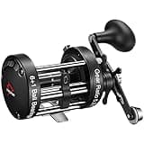 Piscifun Chaos XS Baitcasting Fishing Reel, Reinforced Metal Body Round Baitcaster Reel, Smooth Powerful Saltwater Inshore Surf Trolling Reel, Conventional Reel for Catfish (Black 60 Left Handed)