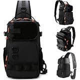 NEW VIEW Fishing Sling Bag with Rod & Gear Holder - Lightweight Waterproof Tackle Backpack for Anglers, Multiple Compartments Fishing Gear Organizer