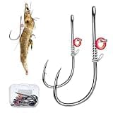 Fishing Hooks-Live Shrimp Fixed Hooks Carbon Steel Barbed with Holes,2/3/4Catfish Bass Fishing Hooks,That Can Adapt to Various Fishing (Trial Set (2/0 * 2PCS, 3/0 * 2pcs, 4/0 * 2pcs))
