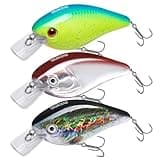 TRUSCEND Craz Crankbaits Fishing Lures, Squarebill Crank Baits for Bass Fishing, Wobble Swimbait for Trout Crappie Walleye Pike, Shallow Diving Crank Bait Freshwater and Saltwater Topwater Lures