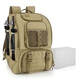 CMOOD Fishing Backpack, Fishing Tackle Backpack With Rod Holders 4 Tackle Boxes, Green