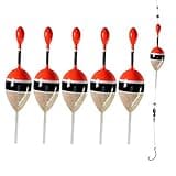 THKFISH Fishing Floats Bobbers Slide Floats Balsa Fishing Bobber Slip Bobbers for Crappie Panfish Trout Bass (1/2oz 2"x5.28") (1/6 1.6"x4.8") 5Pcs (Wood and Red, 1/2 oz 2"x5.28" - 5Pcs)