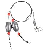 Shaddock Fishing Carolina Saltwater Rigs, 8pcs Flounder Rigs, Stainless Steel Wire Leader with Egg Sinker Weight, Swivel Snaps for Catfish Grouper Drum Redfish Bottom Surf Fishing, 1/2oz, 8pcs