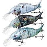 HANDING 3PCS Saltwater Fishing Baits Multi Jointed Swimbaits with Lip, Topwater Fishing Lures for Freshwater and Saltwater Fishing Tackle Kit for Bass Pike Trout Crappie Lures 5.5in, 1 1/4oz