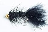 Blue Wing Olive Bead Head Wooly Bugger Streamer Fly (Black, 8)