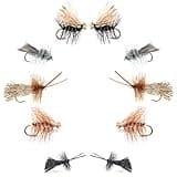 The Fly Fishing Place Basics Collection - Essential Caddis Dry Fly Assortment - 10 Dry Fishing Flies - 5 Patterns - Hook Sizes 12, 14, 16, 18