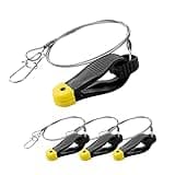 FUNORNAM 4Pcs Power Grip Line Release Clips with 18-Inch Leader for Planer Board, Snap Weight Release Clips for Downrigger Trolling Fishing