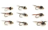 Copper John Nymph Fly Assortment, 9 Pack, 3 Colors, Size 10