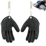 2PCS Fishing Gloves with Magnet Release,Fisherman Professional Catch Fish Gloves, Fishing Puncture Proof Gloves, Fishing Glove for Handling, Catching, Cleaning（Black）