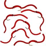 6 Pc Squirmy Wormy Set – San Juan Red, Size #10 – Wet Worm Fly Fishing Flies for Trout, Panfish, Bass by Thor Outdoor