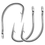 Live Bait Hooks Saltwater, 50pcs O'Shaughnessy Live Bait Short Shank Hooks with in-Line Point Fishing J Hooks Size 1#-5/0