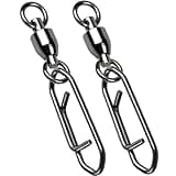 AMYSPORTS High Strength Snap Swivels Stainless Bearing Rolling Fishing Swivel Freshwater Snap Swivels Fishing Clip Steel Black Nickel, 25pcs, 45lbs