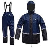 RainRider Fishing Rain Suits for Men Waterproof Breathable Rain Gear Farming Golfing Camping Walking(Navy,M)