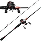 Kilitn Fishing Rod and Reel Combo, Baitcasting Combo Baitcast Reel, 6 Foot 7 Foot 2-Piece, Durable Fiberglass Wrapped Carbon Fiber Rod with Comfortable EVA Handle (Right-Hand Reel - 6 FT 2 Piece Rod)