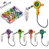 FishTrip Jig Heads Hooks with Spinner - 10Pcs Underspin Crappie Fishing Jighead with Willow Blade for Saltwater Freshwater 1/4oz